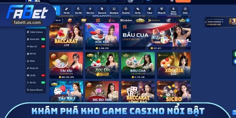 Khám phá kho game casino nổi bật