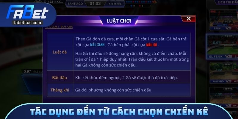 Tác dụng đến từ cách chọn chiến kê